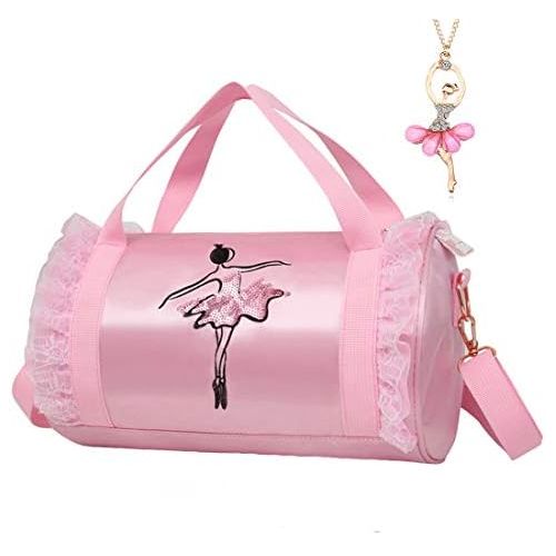  [아마존베스트]Debbieicy Cute Ballet Dance Bag Tutu Dress Bag with Necklace Girls (Pink2 of Short Mesh)