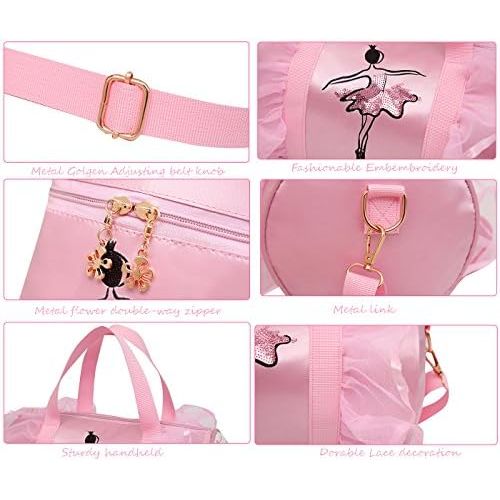  [아마존베스트]Debbieicy Cute Ballet Dance Bag Tutu Dress Bag with Necklace Girls (Pink2 of Short Mesh)