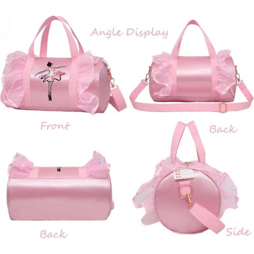  [아마존베스트]Debbieicy Cute Ballet Dance Bag Tutu Dress Bag with Necklace Girls (Pink2 of Short Mesh)