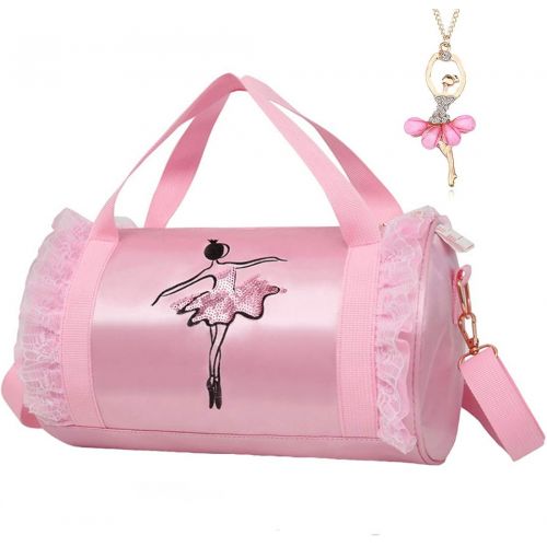  [아마존베스트]Debbieicy Cute Ballet Dance Bag Tutu Dress Bag with Necklace Girls (Pink2 of Short Mesh)