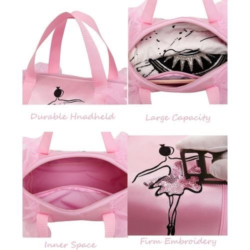  [아마존베스트]Debbieicy Cute Ballet Dance Bag Tutu Dress Bag with Necklace Girls (Pink2 of Short Mesh)