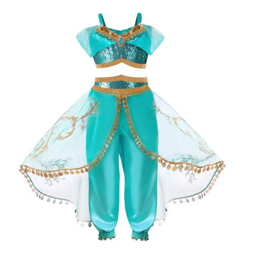  Debispax Princess Jasmine Aladdin Costume Dress Up for Toddler Girls 3-8T