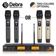Debra S200 UHF Handheld Karaoke Microphone Wireless Professional System 2 Channel Frequency Adjustable Cordless For Karaoke (Golden)