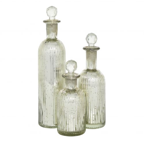  DecMode Decmode Glass Stopper Bottle, Set of 3, Multi Color