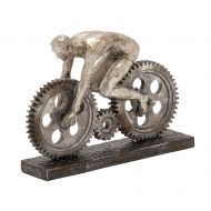 DecMode Decmode Industrial 8 Inch Polystone Gear Wheel Motorcycle and Rider Sculpture, Silver