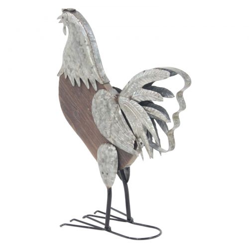  DecMode Decmode Farmhouse 16 and 20 Inch Metal and Fir Wood Rooster Sculptures - Set of 2