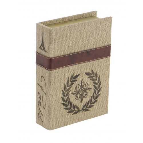  DecMode Decmode Traditional 9, 12 And 15 Inch Textured Burlap And Wood Book Boxes, Beige - Set of 3