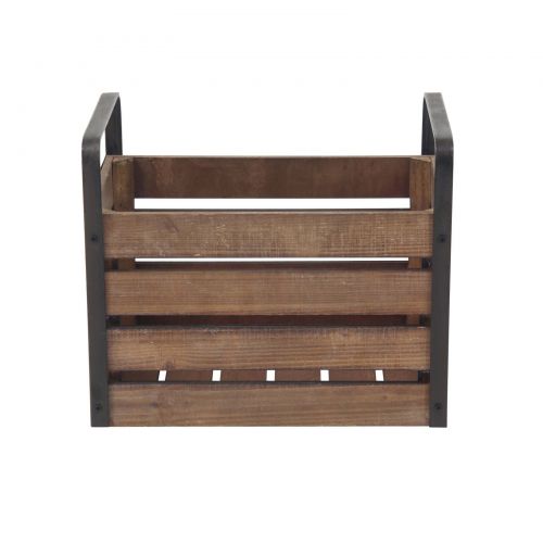  DecMode Decmode Rustic Wood and Metal Slat Design Storage Crates - Set of 2