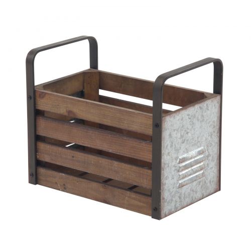  DecMode Decmode Rustic Wood and Metal Slat Design Storage Crates - Set of 2