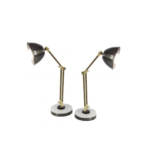  DecMode Decmode Industrial 21 Inch Black Iron And Marble Task Lamp