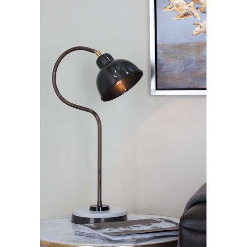  DecMode Decmode Industrial 22 Inch Black Iron And Marble Task Lamp