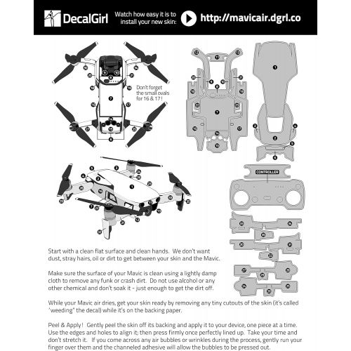  DecalGirl Solid State Yellow 51 Piece Decal Kit for DJI Mavic Air Drone - Includes Drone Skin, Controller Skin and 3 Battery Skin