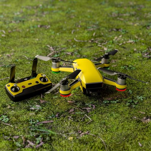  DecalGirl Solid State Yellow Decal for Drone DJI Spark Kit - Includes Drone Skin, Controller Skin and 1 Battery Skin