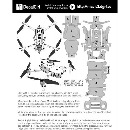  DecalGirl Solid State Lime Decal Kit for DJI Mavic 2/Zoom Drone - Includes 1 x Drone/Battery Skin + Controller Skin