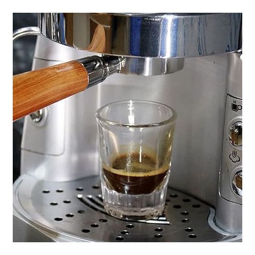  51mm Coffee Bottomless Portafilter, with Filter Basket & Wooden Handle, Replacement for Delonghi EC680 EC685 Coffee Machine, Reusable Coffee Extraction Accessories