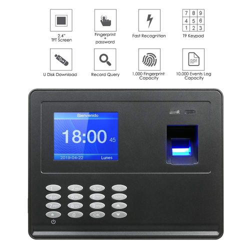  [아마존베스트]Decdeal Biometric Fingerprint Attendance Machine TFT LCD Display USB Fingerprint Attendance System Time Clock Employee Checking-in Recorder (2.8‘’)