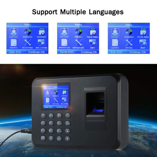  [아마존베스트]Decdeal Biometric Fingerprint Attendance Machine TFT LCD Display USB Fingerprint Attendance System Time Clock Employee Checking-in Recorder (2.4‘’)