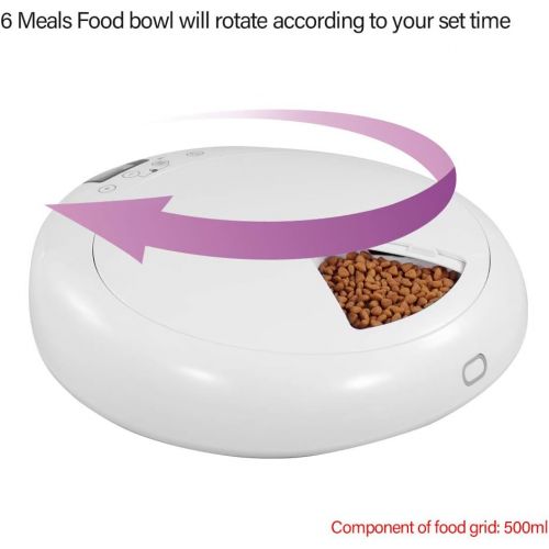  Decdeal Automatic Pet Feeder Timer Dog Food Dispenser Food Bowl for Cats and Dogs 6 Meal Voice Recorder Time Programmable