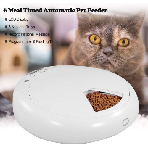  Decdeal Automatic Pet Feeder Timer Dog Food Dispenser Food Bowl for Cats and Dogs 6 Meal Voice Recorder Time Programmable