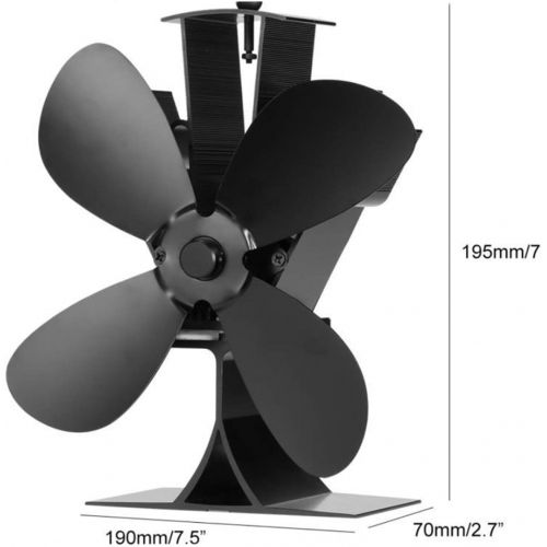  Decdeal 4 Blades Stove Fan Quiet Heat Powered Stove Fan Anodized Alumina Stove Fan for Wood Log Burner Fireplace