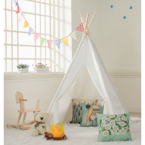  DeceStar White Color with Bottom and Window Kids Teepee Indoor Playhouse