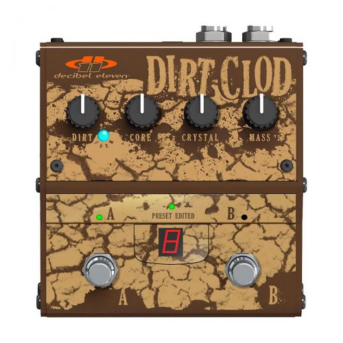  Decibel Eleven},description:The Decibel Eleven Dirt Clod guitar effects pedal is a fully analog overdrive distortion pedal featuring 10 memory presets. Whatever music you play, the