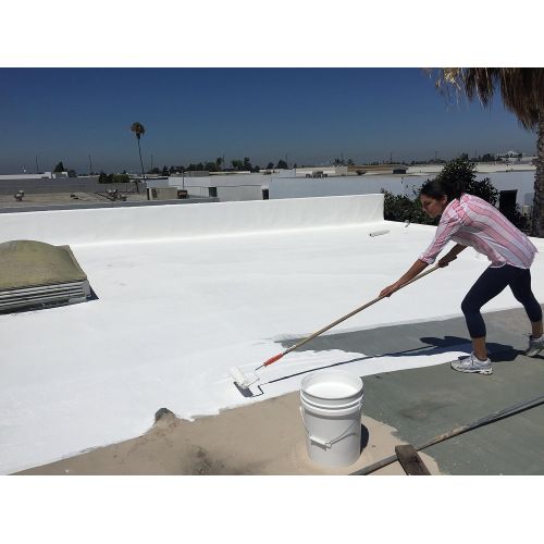  Deck Flex Elastomeric Roof Coating (5 Gallons) - Siliconized, Weather-Resistant White Reflective Protection  Up to 30% Energy Savings  Paint or Roll On RV, Metal, Asphalt, Flat o