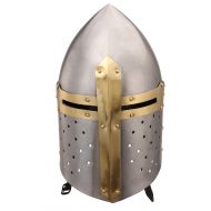 Deco+79 Deco 79 36200 Metal Crusader Helmet Can Be Clubbed with Small Decorative Items, 13H, Polished Silver, Polished Gold