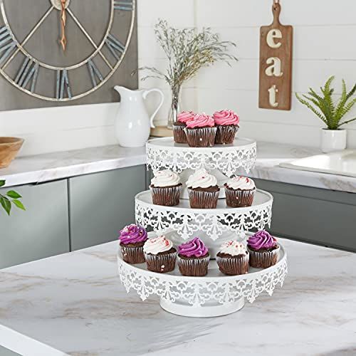  Deco 79 96998 Metal Cup Cake Stands (Set of 3), 8/10/13