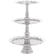 Deco 79 Traditional 3-Tiered Aluminium Tray W-30876, 24 H x 17 L, Smooth Silver Finish