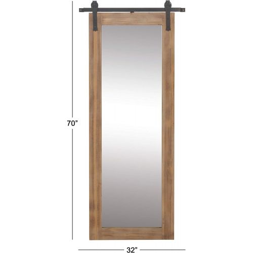  Deco 79 84247 Framed Wood and Metal Wall Mirror, 70 x 32, Brown/Black