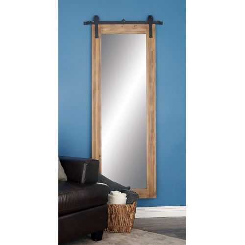  Deco 79 84247 Framed Wood and Metal Wall Mirror, 70 x 32, Brown/Black