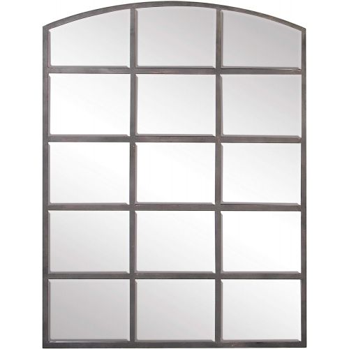  Deco 79 53392 Large Black Iron Window Pane Mirror, Metal Wall Mirror, Industrial Wall Mirror, Decorative Wall Mirror, Rectangular Black Metal Mirror | 36” x 48”, Reflective/Black