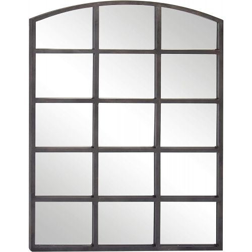  Deco 79 53392 Large Black Iron Window Pane Mirror, Metal Wall Mirror, Industrial Wall Mirror, Decorative Wall Mirror, Rectangular Black Metal Mirror | 36” x 48”, Reflective/Black