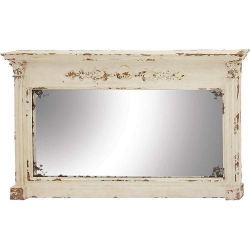  Deco 79 Wood Wall Mirror 59 W, 36 H-14839, White