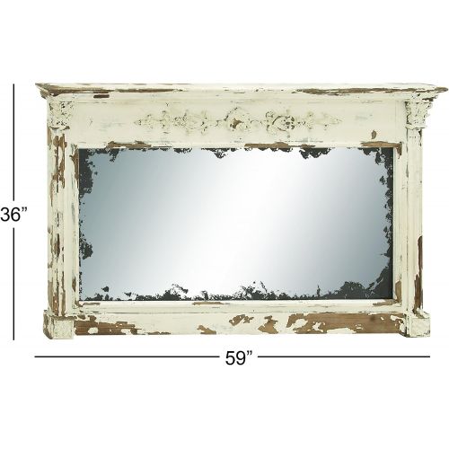  Deco 79 Wood Wall Mirror 59 W, 36 H-14839, White
