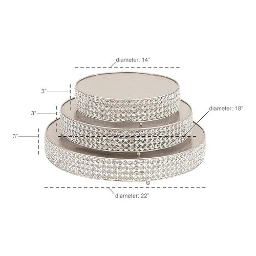  Deco 79 Metal Cake Stand with Crystal Accents, Set of 3 22