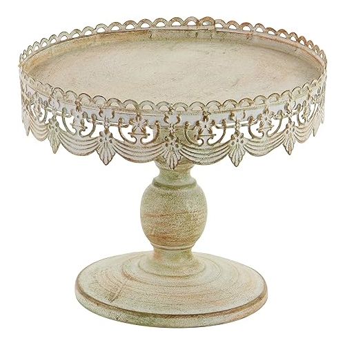  Deco 79 Metal Cake Stand with Lace Inspired Edge, 10