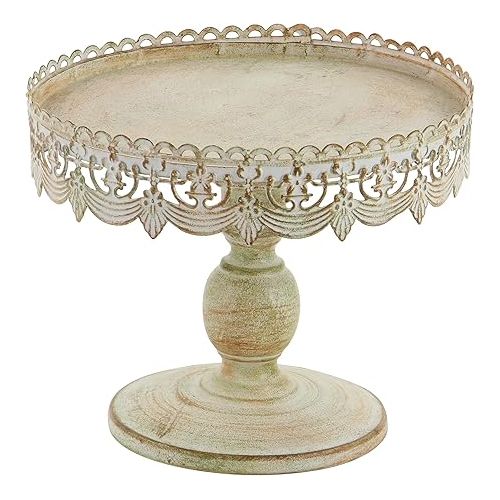  Deco 79 Metal Cake Stand with Lace Inspired Edge, 10