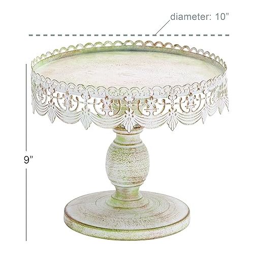  Deco 79 Metal Cake Stand with Lace Inspired Edge, 10