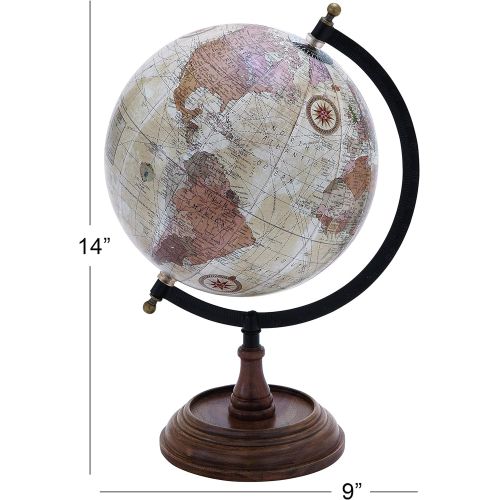  [아마존베스트]Deco 79 Traditional Wood, Metal, and Plastic Decorative Globe, 14H,9W, Multicolored Finish