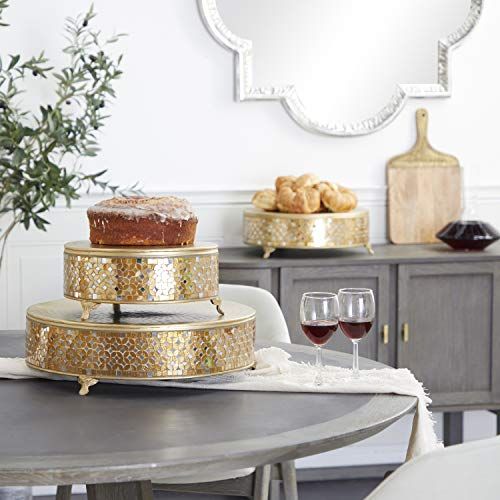  Deco 79 23980 Metal Mosaic Cake Stand (Set of 3), 12/16/18