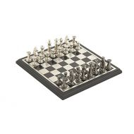 Deco 79 28489 Aluminum & Wood Chess Set