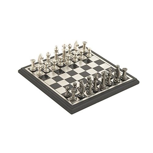  Deco 79 28489 Aluminum & Wood Chess Set