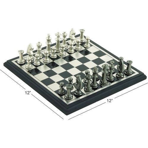  Deco 79 28489 Aluminum & Wood Chess Set