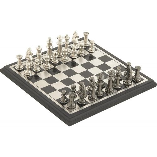  Deco 79 28489 Aluminum & Wood Chess Set