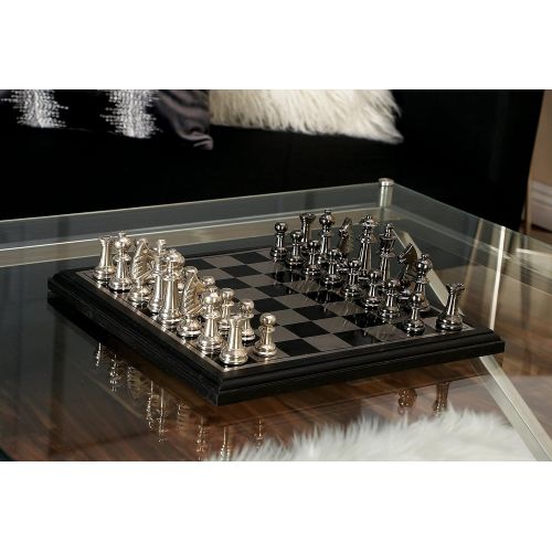  Deco 79 28489 Aluminum & Wood Chess Set