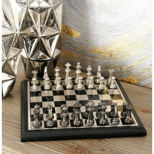  Deco 79 28489 Aluminum & Wood Chess Set