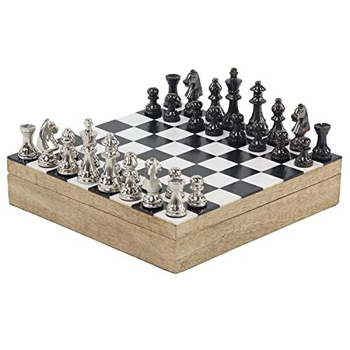  Deco 79 Wooden Games, Small, Black, White