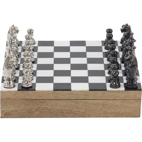  Deco 79 Wooden Games, Small, Black, White